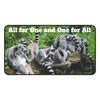 Desk mat with multiple lemurs that says All for One and One for All